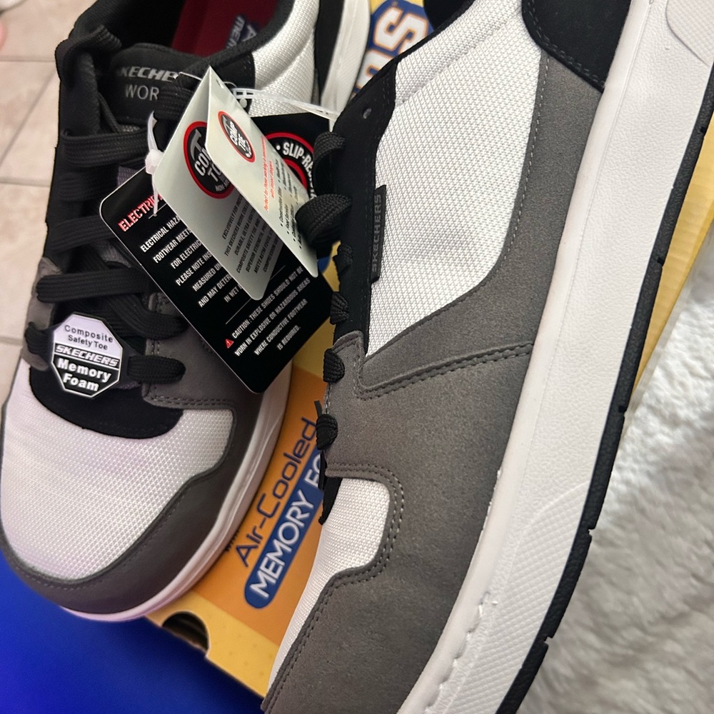 Men’s Skechers Work Black and Gray Shoes - Picture 7 of 11